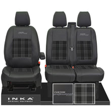 Load image into Gallery viewer, Ford Transit Custom INKA Professional Front 1+2 Tartan Leatherette Tailored Seat Covers Black MY-12-23 (Choice of 7 Colours)