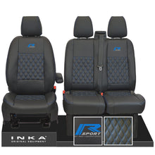 Load image into Gallery viewer, Ford Transit Custom INKA R-SPORT Bentley Diamond Quilt Leatherette Front 1+2 Tailored Seat Covers Black MY-12-23