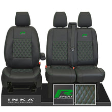 Load image into Gallery viewer, Ford Transit Custom INKA R-SPORT Bentley Diamond Quilt Leatherette Front 1+2 Tailored Seat Covers Black MY-12-23