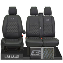 Load image into Gallery viewer, Ford Transit Custom INKA R-SPORT Bentley Diamond Quilt Leatherette Front 1+2 Tailored Seat Covers Black MY-12-23