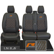 Load image into Gallery viewer, Ford Transit Custom INKA R-SPORT Bentley Diamond Quilt Leatherette Front 1+2 Tailored Seat Covers Black MY-12-23