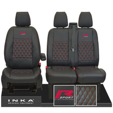 Load image into Gallery viewer, Ford Transit Custom INKA R-SPORT Bentley Diamond Quilt Leatherette Front 1+2 Tailored Seat Covers Black MY-12-23