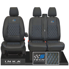 Load image into Gallery viewer, Ford Transit Custom INKA S-Tech Bentley Diamond Quilt Front Leatherette 1+2 Tailored Seat Covers Black MY-12-23