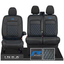 Load image into Gallery viewer, All New Ford Transit Custom R-SPORT Front 1+2 INKA Bentley Leatherette Tailored Seat Covers Black MY-2024 (Choice of 7 Colours)