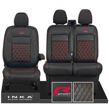 Load image into Gallery viewer, All New Ford Transit Custom R-SPORT Front 1+2 INKA Bentley Leatherette Tailored Seat Covers Black MY-2024 (Choice of 7 Colours)