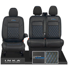 Load image into Gallery viewer, All New Ford Transit Custom Front 1+2 CUSTOM RACING INKA Bentley Leatherette Tailored Seat Covers Black MY-2024 (Choice of 7 Colours)