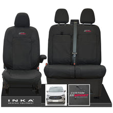 Load image into Gallery viewer, All New Ford Transit Custom INKA Front 1+2 Tailored Waterproof Seat Covers Set Black MY-2024 Onwards