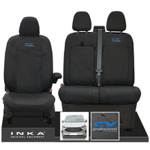 Load image into Gallery viewer, The All New Ford Transit Custom INKA Front 1+2 Tailored Waterproof Seat Covers Set Black MY-2024 Onwards