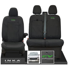 Load image into Gallery viewer, The All New Ford Transit Custom INKA Front 1+2 Tailored Waterproof Seat Covers Set Black MY-2024 Onwards