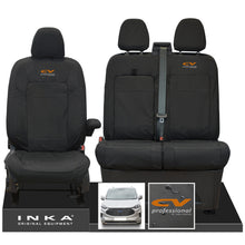 Load image into Gallery viewer, The All New Ford Transit Custom INKA Front 1+2 Tailored Waterproof Seat Covers Set Black MY-2024 Onwards