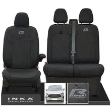 Load image into Gallery viewer, The All New Ford Transit Custom INKA Front 1+2 Tailored Waterproof Seat Covers Set Black MY-2024 Onwards