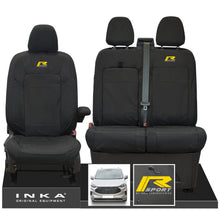 Load image into Gallery viewer, The All New Ford Transit Custom INKA Front 1+2 Tailored Waterproof Seat Covers Set Black MY-2024 Onwards