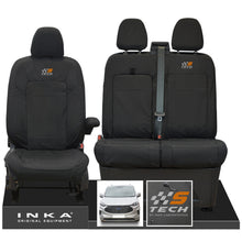 Load image into Gallery viewer, The All New Ford Transit Custom INKA Front 1+2 Tailored Waterproof Seat Covers Set Black MY-2024 Onwards