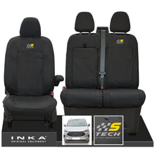 Load image into Gallery viewer, The All New Ford Transit Custom INKA Front 1+2 Tailored Waterproof Seat Covers Set Black MY-2024 Onwards
