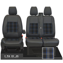 Load image into Gallery viewer, Ford Transit Custom 2012-2023 Inka Front 1+2 Tailored Leather Look Seat Covers in Tartan