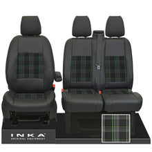 Load image into Gallery viewer, Ford Transit Custom 2012-2023 Inka Front 1+2 Tailored Leather Look Seat Covers in Tartan