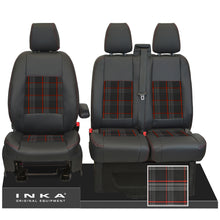 Load image into Gallery viewer, Ford Transit Custom 2012-2023 Inka Front 1+2 Tailored Leather Look Seat Covers in Tartan