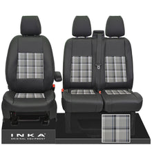 Load image into Gallery viewer, Ford Transit Custom 2012-2023 Inka Front 1+2 Tailored Leather Look Seat Covers in Tartan