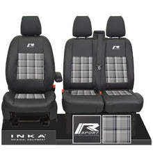 Load image into Gallery viewer, Ford Transit Custom 2012-2023– Inka R Sport Front 1+2 Tailored Leather Look Seat Covers in Tartan