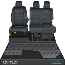 Load image into Gallery viewer, Vauxhall Vivaro MK3 Front 1+2 Bentley Diamond Quilt Leatherette Tailored Seat Covers & Tailored Rubber Mat Black MY19 To Present (Choice of 7 Colours)