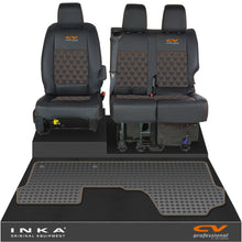 Load image into Gallery viewer, Vauxhall Vivaro MK3 Front 1+2 Bentley Diamond Quilt Leatherette Tailored Seat Covers & Tailored Rubber Mat Black MY19 To Present (Choice of 7 Colours)