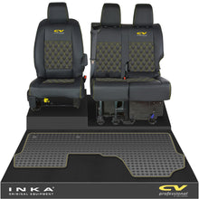 Load image into Gallery viewer, Vauxhall Vivaro MK3 Front 1+2 Bentley Diamond Quilt Leatherette Tailored Seat Covers & Tailored Rubber Mat Black MY19 To Present (Choice of 7 Colours)