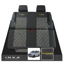 Load image into Gallery viewer, VW California T6.1, T6, T5.1, T5 Ocean, Coast, Beach, SE, Surf INKA Tailored Seat Covers Second Skin Leatherette With Suedetara Bentley Diamond quilted centres
