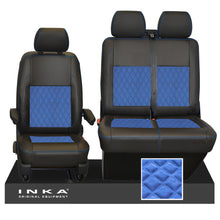 Load image into Gallery viewer, VW Transporter T6.1, T6, T5.1 Front 1+2 INKA Bentley Leatherette Suedetara Tailored Seat Covers Black Fits Panel Van & Kombi