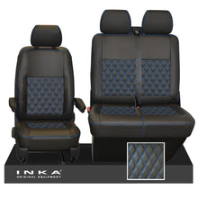 Load image into Gallery viewer, VW Transporter T6.1,T6,T5.1 Front 1+2 Bentley Diamond Quilt INKA Tailored Seat Covers Black Fits Panel Van & Kombi