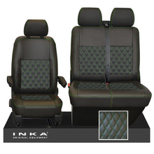 Load image into Gallery viewer, VW Transporter T6.1,T6,T5.1 Front 1+2 Bentley Diamond Quilt INKA Tailored Seat Covers Black Fits Panel Van & Kombi