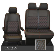 Load image into Gallery viewer, VW Transporter T6.1,T6,T5.1 Front 1+2 Bentley Diamond Quilt INKA Tailored Seat Covers Black Fits Panel Van & Kombi