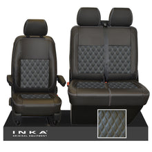 Load image into Gallery viewer, VW Transporter T6.1,T6,T5.1 Front 1+2 Bentley Diamond Quilt INKA Tailored Seat Covers Black Fits Panel Van & Kombi