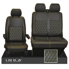 Load image into Gallery viewer, VW Transporter T6.1,T6,T5.1 Front 1+2 Bentley Diamond Quilt INKA Tailored Seat Covers Black Fits Panel Van & Kombi