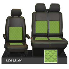 Load image into Gallery viewer, VW Transporter T6.1, T6, T5.1 Front 1+2 INKA Bentley Leatherette Suedetara Tailored Seat Covers Black Fits Panel Van & Kombi