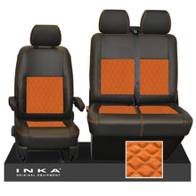 Load image into Gallery viewer, VW Transporter T6.1, T6, T5.1 Front 1+2 INKA Bentley Leatherette Suedetara Tailored Seat Covers Black Fits Panel Van & Kombi