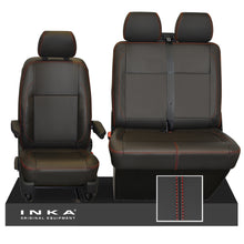 Load image into Gallery viewer, New VW Transporter T6.1, T6, T5.1 Front 1+2 INKA Leatherette Tailored Seat Covers Black