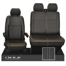 Load image into Gallery viewer, New VW Transporter T6.1, T6, T5.1 Front 1+2 INKA Leatherette Tailored Seat Covers Black