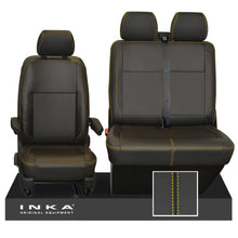 Load image into Gallery viewer, New VW Transporter T6.1, T6, T5.1 Front 1+2 INKA Leatherette Tailored Seat Covers Black