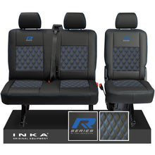 Load image into Gallery viewer, New VW Transporter T6.1, T6, T5.1 Rear 2+1 Bentley Diamond Quilt Tailored Leatherette Seat Covers Black Fits Panel Van & Kombi