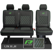 Load image into Gallery viewer, New VW Transporter T6.1, T6, T5.1 Rear 2+1 Bentley Diamond Quilt Tailored Leatherette Seat Covers Black Fits Panel Van & Kombi