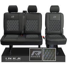 Load image into Gallery viewer, New VW Transporter T6.1, T6, T5.1 Rear 2+1 Bentley Diamond Quilt Tailored Leatherette Seat Covers Black Fits Panel Van & Kombi