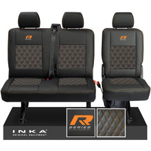 Load image into Gallery viewer, New VW Transporter T6.1, T6, T5.1 Rear 2+1 Bentley Diamond Quilt Tailored Leatherette Seat Covers Black Fits Panel Van & Kombi