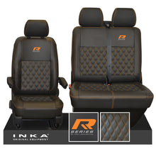 Load image into Gallery viewer, New VW Transporter T6.1, T6, T5.1 Front 1+2 Bentley Diamond Quilt Tailored Leatherette Seat Covers Black Fits Panel Van & Kombi