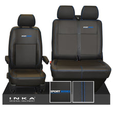 Load image into Gallery viewer, VW Transporter T6.1, T6, T5.1 Sport-Series Front 1+2 INKA Leatherette Tailored Seat Covers Black Fits Panel Van & Kombi