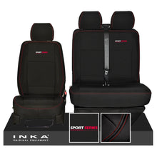 Load image into Gallery viewer, New VW Transporter T6.1, T6, T5.1 SPORT-Series Front 1+2 INKA Heavy Duty Tailored Seat Covers Black Fits Panel Van & Kombi