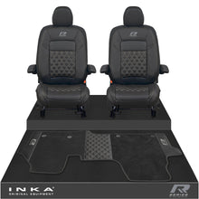 Load image into Gallery viewer, New VW Transporter T7 Panel Van INKA Front Bentley Leatherette Tailored Seat Covers & Matching Tailored Floor Mat Black MY25 Onwards