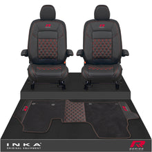 Load image into Gallery viewer, New VW Transporter T7 Panel Van INKA Front Bentley Leatherette Tailored Seat Covers & Matching Tailored Floor Mat Black MY25 Onwards