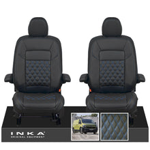 Load image into Gallery viewer, New VW Transporter T7 Panel Van INKA Front Bentley Leatherette Tailored Seat Covers Set Black MY25 Onwards
