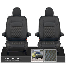Load image into Gallery viewer, New VW Transporter T7 Panel Van INKA Front Bentley Leatherette Tailored Seat Covers Set Black MY25 Onwards