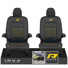 Load image into Gallery viewer, New VW Transporter T7 Panel Van INKA Front Bentley Leatherette Tailored Seat Cover Set Black MY25 Onwards